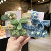 4Pcs Cute Flower Border Bow Bang Clips Knit Barrette New BB Hair Clips Hair Accessories
