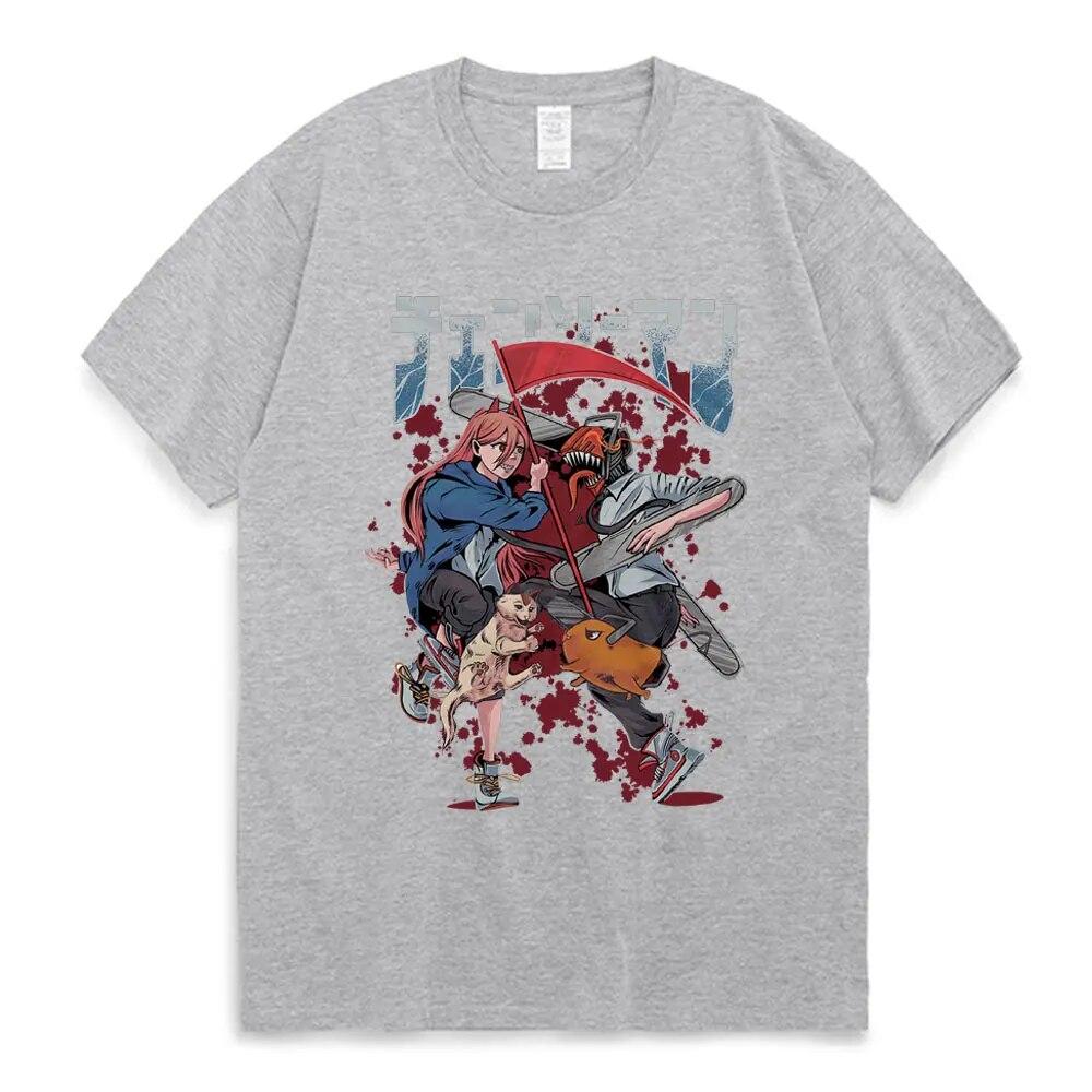 Japanese Anime Chainsaw Unisex T-shirt Unisexga Makima Power Denji Pochita Graphic Print T-shirts Unisex Oversized Streetwear Tees