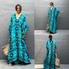 Cotton Drawstring Holiday Beach Dress Women's Sunscreen Loose Large Size Long Dress Bikini Overcoat