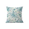 1Pc Teal Botanical Floral Pillow Cover, Polyester Double-Sided Print, Vintage Flower & Fern Design, Nature-Inspired Home Decor G