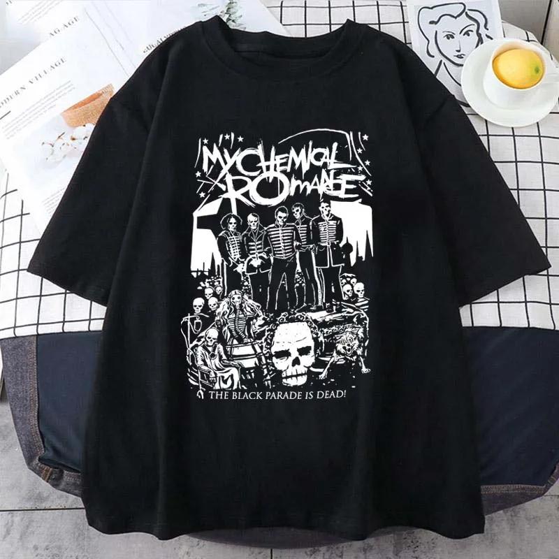 My Chemical Romance Mcr Band Graphic Print Summer Autumn Winter Men's and Women's Short Sleeved T-shirt Casual Loose Outdoor