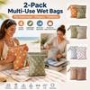 2pcs Reusable Printed Wet Dry Bag Waterproof Laundry Organizer Pouch  for Yoga Gym