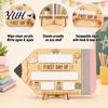 Wooden Message Board for Classroom First Day of School Board, Reusable Erasable Chalkboard Design, Desktop Plate Kids Stable Base Photo Prop