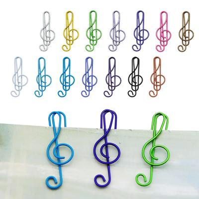 10/20/50Pcs Metal Cartoon Paper Clips Musical Note Colorful Bookmark Irregular Paper Pins Clamp School Office Supplies