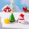 Whimsical Resin Christmas Miniature Santa Snowman Tree House Set For Holiday Dcor