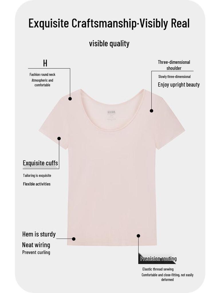 Yiershuang Women's 60s 100% Cotton Short Sleeve Round Neck T-shirt