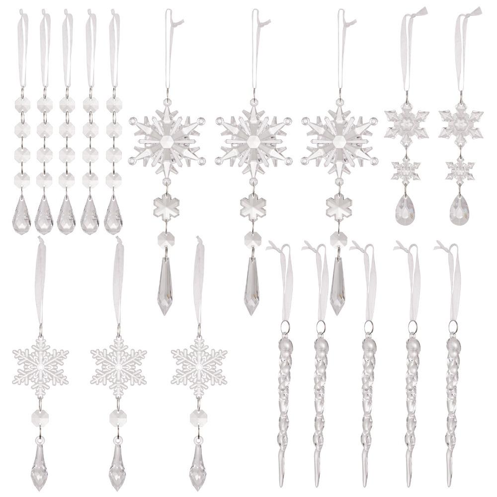 18 Pcs/Bag Icicle Drop Christmas Clear Icicle Pendants  Winter Party Decor