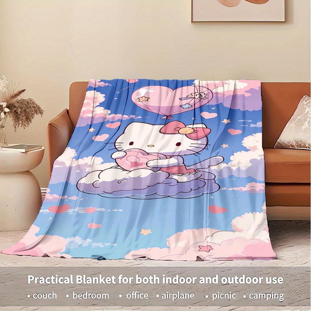 1pc Hello Kitty Heart Balloon Cloud Blanket - Seasonal Home Decor, Cozy and Machine Washable, Great for All Ages, Perfect Gift for All Famil