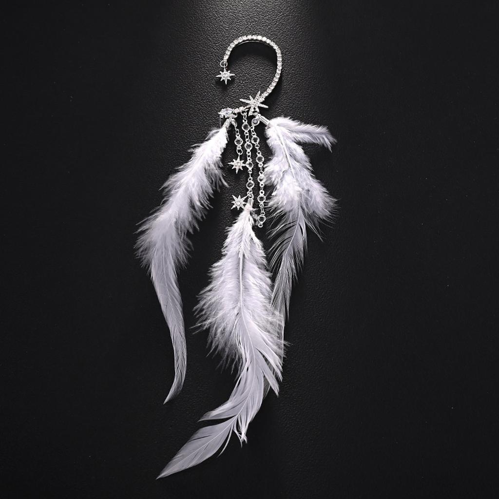Lightweight Feather Tassels Drop Earrings Handmade Jewelry Gift For Women Girls Fashionable Ear Cuff Accessories
