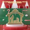 Wooden Nativity Scene Sets Hand Painted Holy Family Figure Religious Christmas Decoration for Table Centerpiece Home Jesus Offi