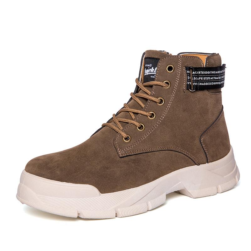 Frühling und Herbst Neue Hochwertige Lederstiefel Herren Lässige Motorrad-Knöchelstiefel für Männer Schnürstiefel Basic Tooling Schuhe Mann