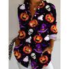 Damen Langarmshirt, Halloween-Stil Bedruckte Bluse Damenhemd, Dunkle Ästhetik Freizeithemd, Weich Bequem Frühling