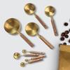 8Pcs Measuring Cups and Spoons Set Stainless Steel Wooden Handle Baking