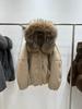 European winter new fur natural fur collar hooded down jacket women's short loose thickened warm fur tide
