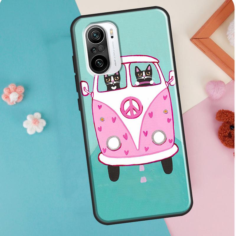 Pouzdro na kočku Hippy Peace Bus pro Xiaomi Mi 11T Pro 12 X 10T Mi 11 Lite kryt na telefon pro POCO X3 Pro GT X4 F3 M3 M4