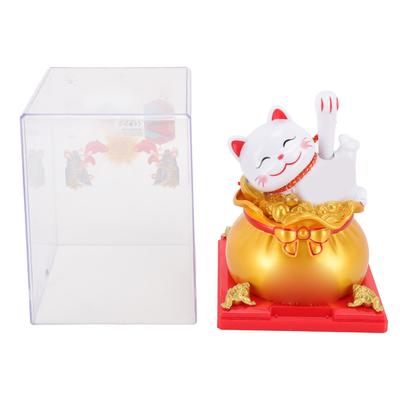 Lucky Cat Waving Arm ABS Solar Powered Light Induction Wealth Welcoming Fortune Cat Decoration for