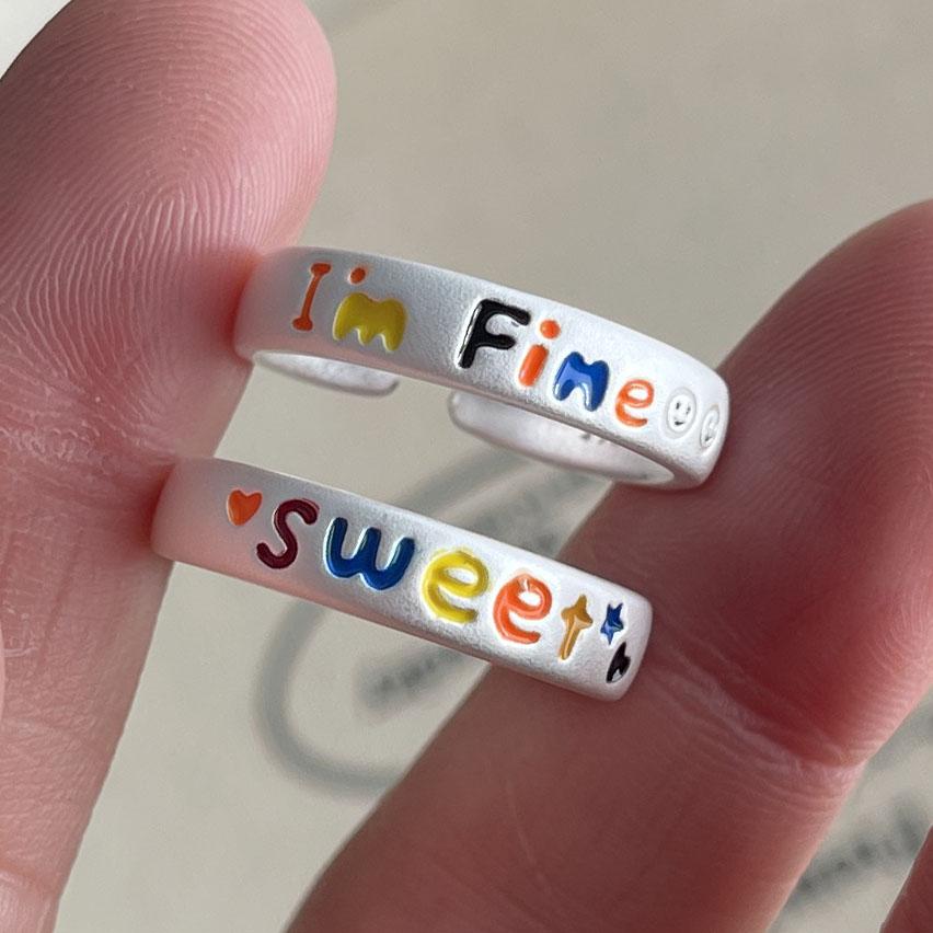 925 Sterling Silver Rings for Women Men Couple Minimalist Handmade Simple Letters Ring Party Jewelry Gift Prevent Allergy