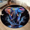 Elephant Round Area Rug,Carpet Rug for Living Room Bedroom Sofa Playroom Decor,Non-slip Floor Mat