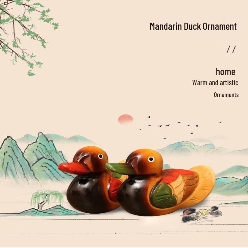 Ruijie Holz-Mandarinenenten-Paar-Ornament