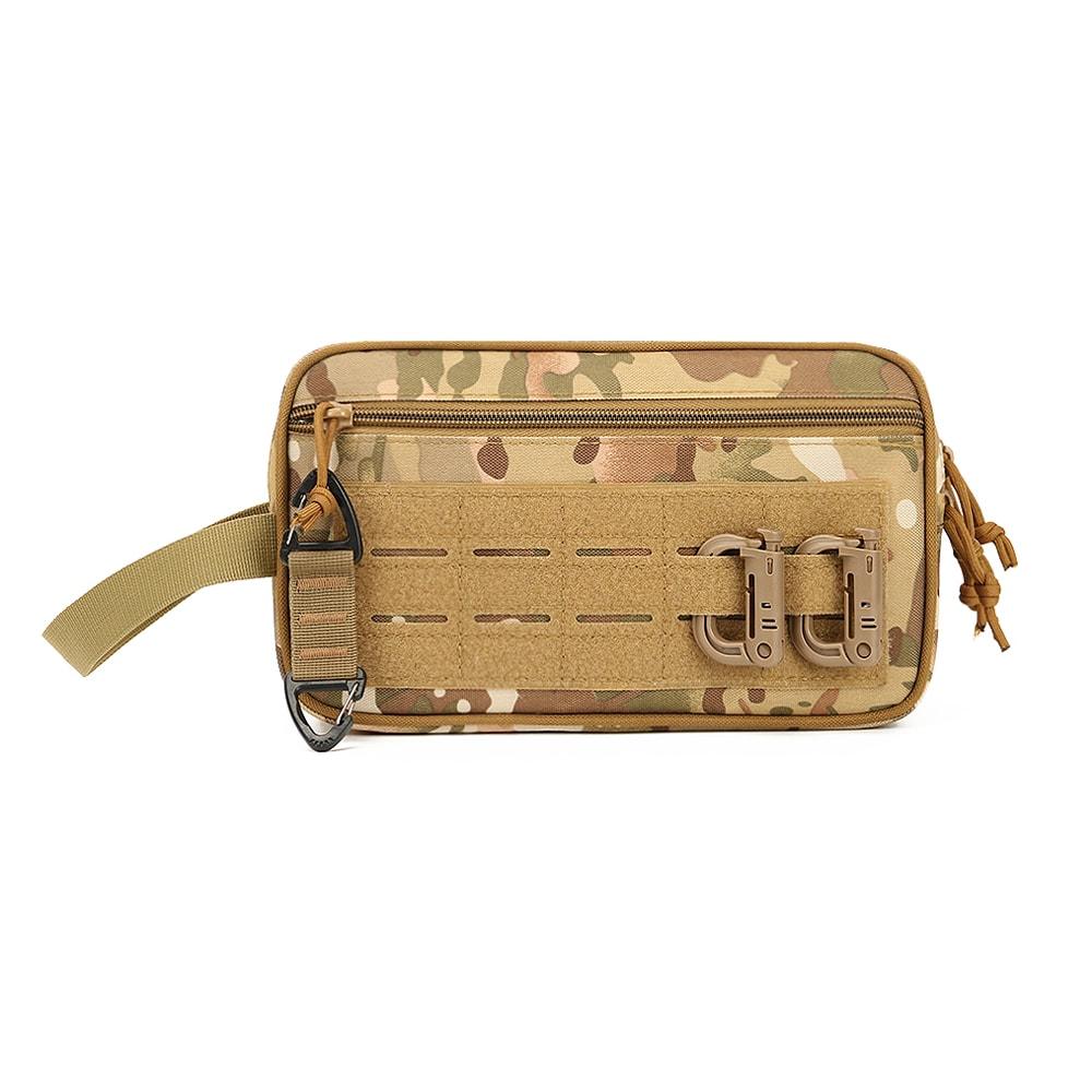 Waterproof Tactical Molle Admin Pouch with Carabiner and Keychain Laser Cut EDC Modular Horizontal Utility Tool Pouch Bag