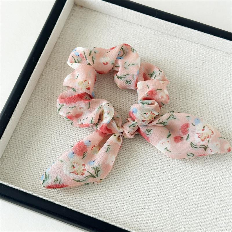 Neuer Stil Chiffon große Schlaufe kleines florales leichtes und frisches Stoff-Pferdeschwanz-Haarband für Damen, vielseitig und für alle Anlässe geeignet.