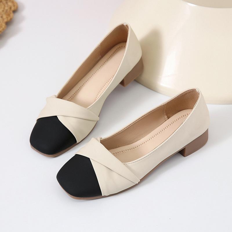 Gentle new shallow mouth work leisure women's temperament versatile soft sole thick heel not tired feet single shoes women