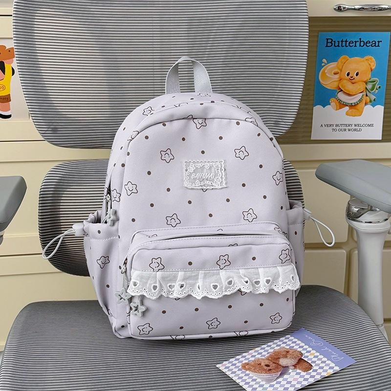Schoolbag Japanese Lolita Style Lace Bow Lace Backpack Cute Girlfriend Style Shopping Trip Small Backpack