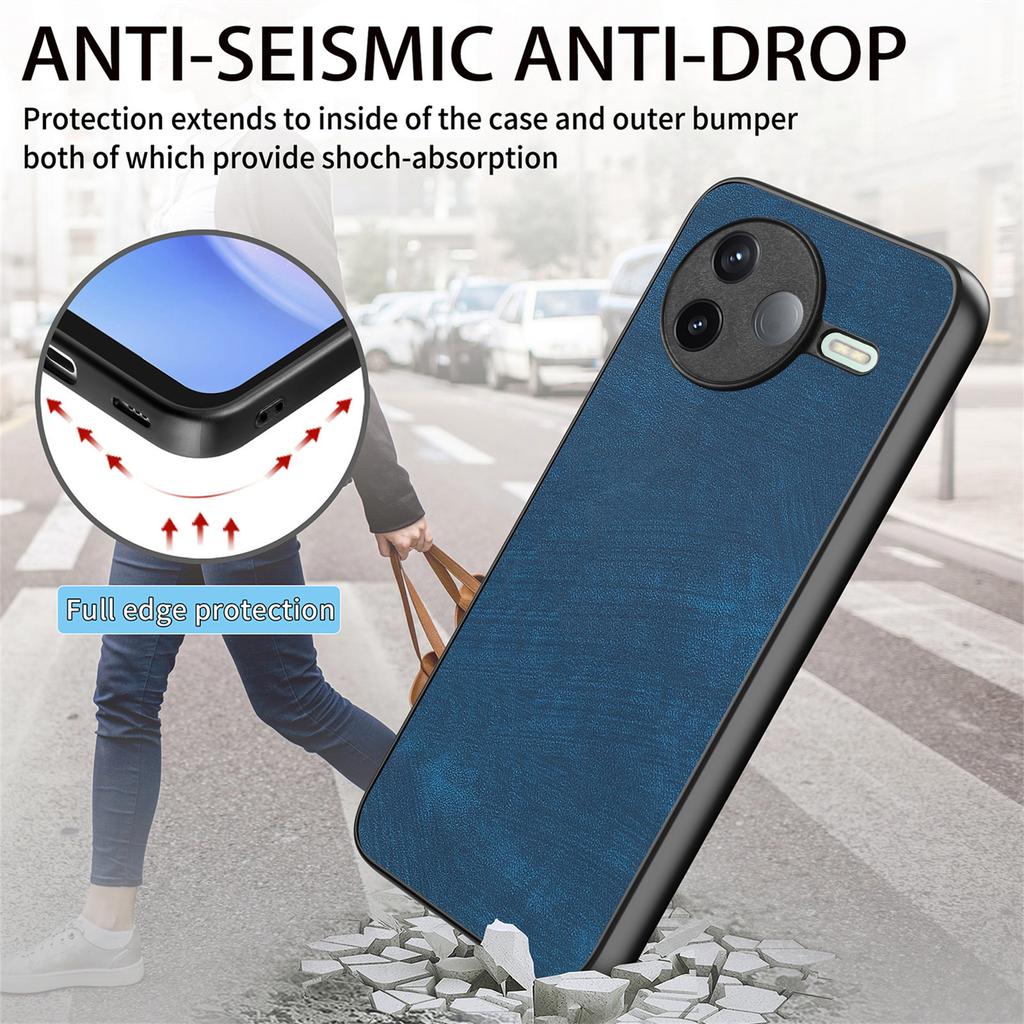 Dla Xiaomi Poco F7 Pro 5G/Xiaomi Redmi K80 5G Etui Wstrząsoodporne Smukłe Retro Skórzane Tylne Etui na Telefon