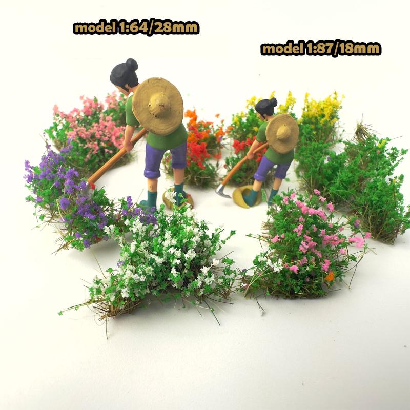 Grappolo di Fiori Artificiali in Miniatura Ciuffi d'Erba Strappabili Modello per Diorama Giardino Ferrovia Paesaggio Casa delle Bambole Artigianato Modellismo