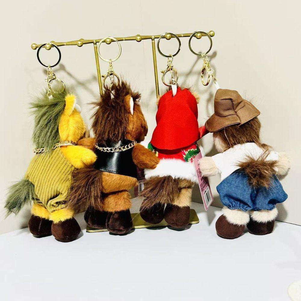 Quirky Pony Pendant Fun Stuffed Animal Keyring Cartoon Steed Doll  Chinese New Year Gift
