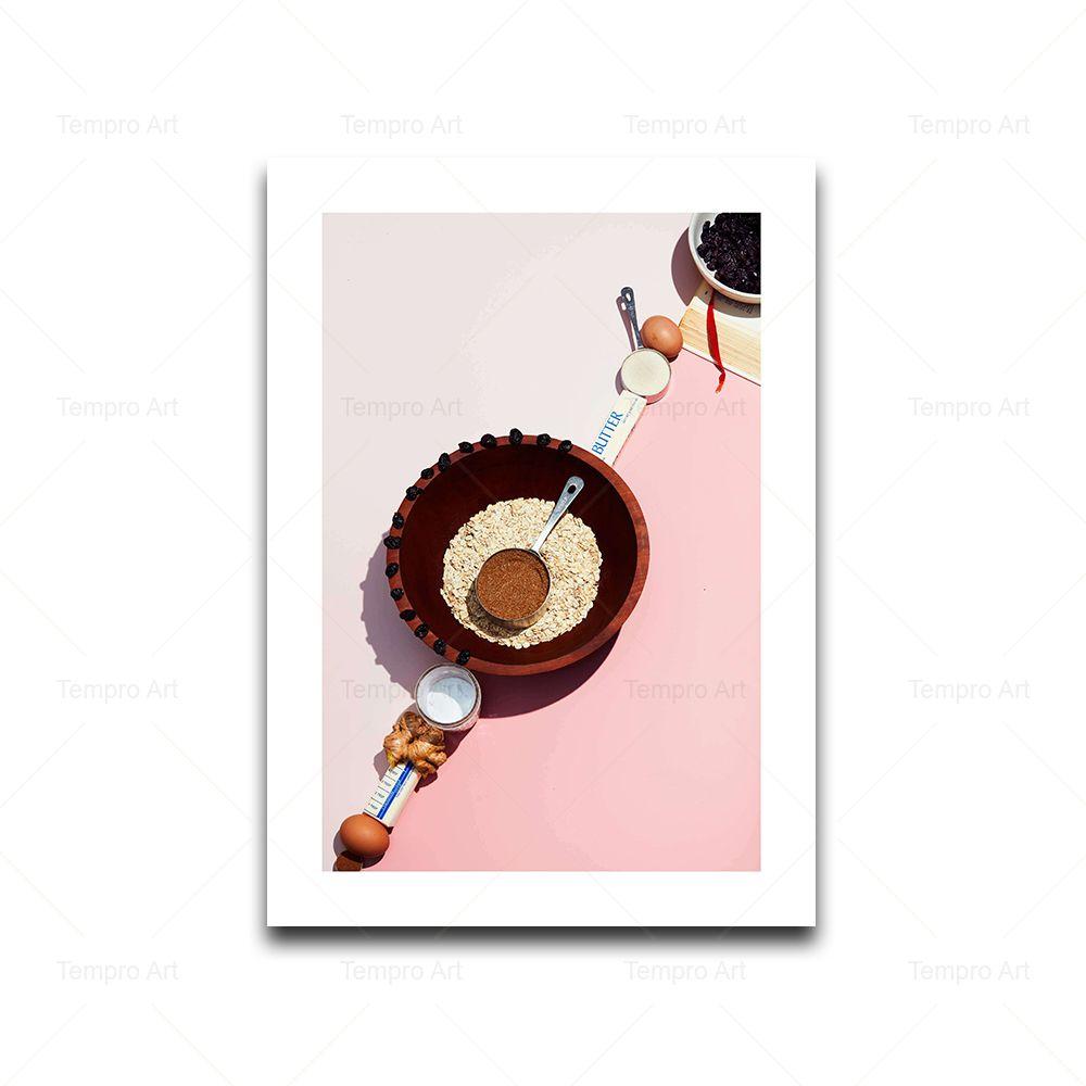 Pink Food Drink Poster Coffee Cake Cookie Macarons Croissant Canvas Painting Wall Art Pictures Kitchen Cafe Home Decor Aesthetic