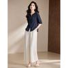 D.F.DEAR Qingwu Set Loose Mid-Sleeve Blouse & Wide-Leg Pants