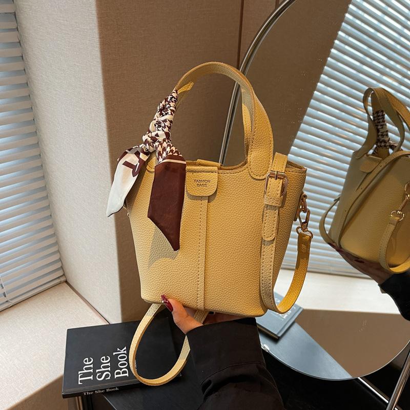Summer Silk Scarf Bucket Bag Women's New High-end Sense of Work Small Bag Versatile Shoulder Messenger Bag