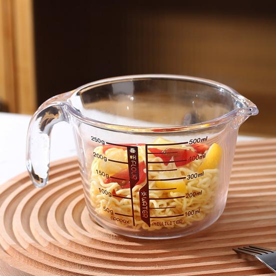 Glass Measuring Cup 500/1000ml Heat-Resistant Measuring Jug with Spout & Markings Kitchen Measuring Tools