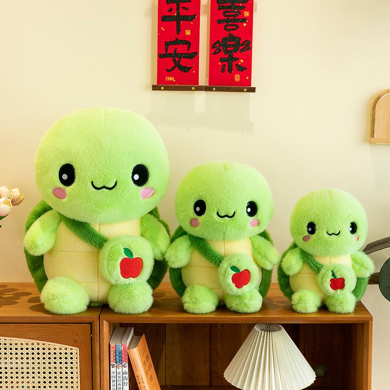 Adorable Green Apple Turtle Plush Pillow - Soft, Cute Stuffed Animal Gift