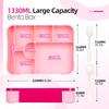 Bento Box 1330 ml Leakproof Lunch Box for Children Adults with 7 Compartments for School Travel Food Container Microwave Safe