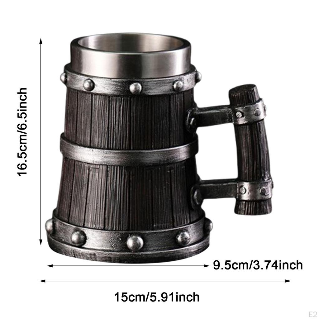 Holzfass Bierkrug Trinkgeschirr Dekorativer handgemachter Krug mit Henkel Vintage Design Tasse