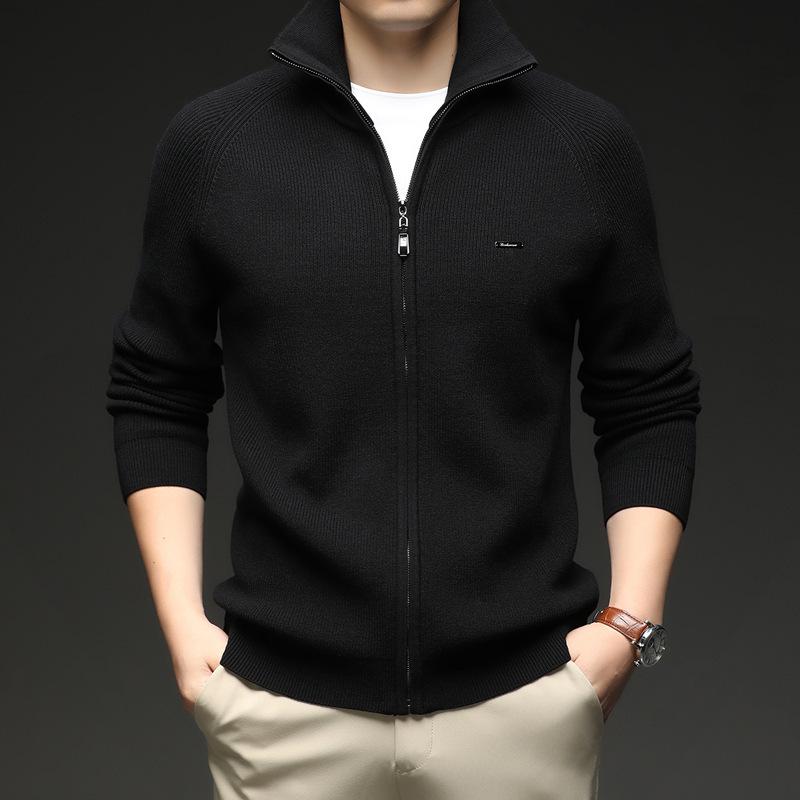 

Men s Korean Style High Neck Zip-Up Cardigan - Warm, Fashionable Autumn/Winter Knit Sweater M