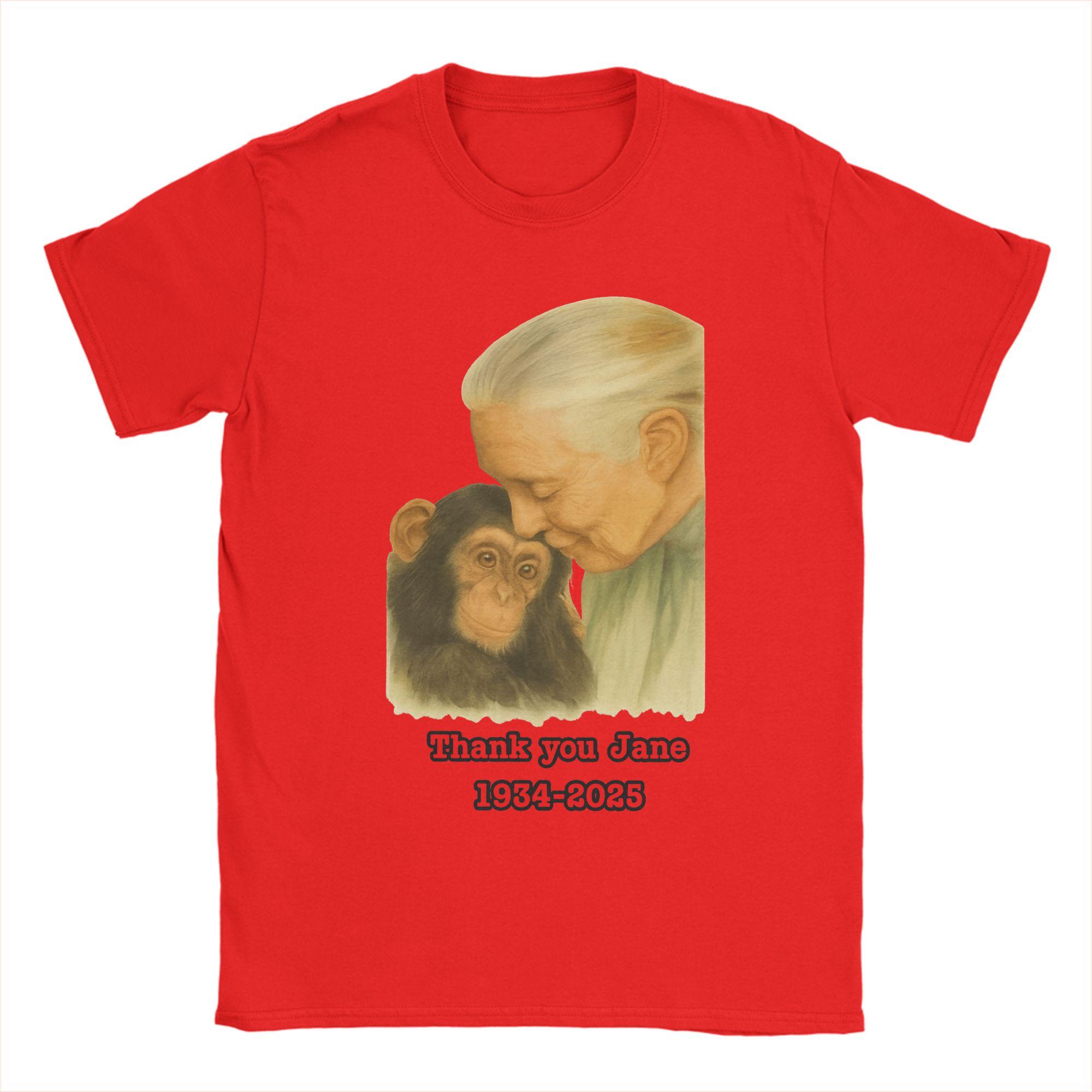 

Jane Goodall science 100 Cotton T-Shirt For Men Beach Vintage T Shirts Crew Neck Hip Hop Tees Oversized Wholesale Tops S