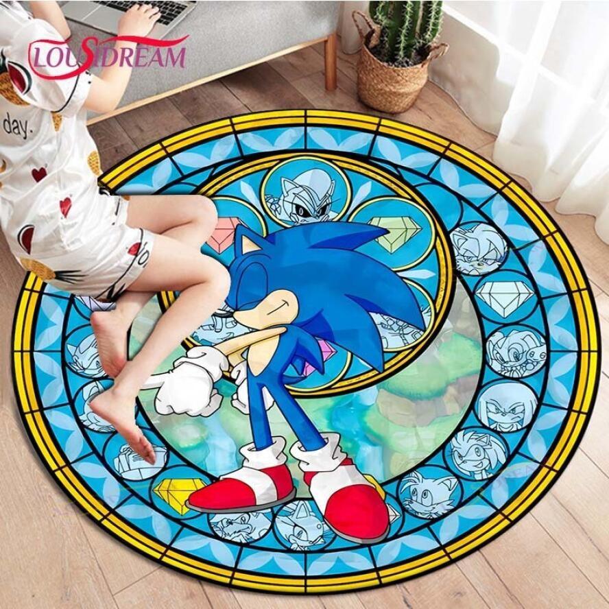 

Carpet Cartoon Animation Children s Room Bedroom Bedside Foot Mat Sonic Round 80cm