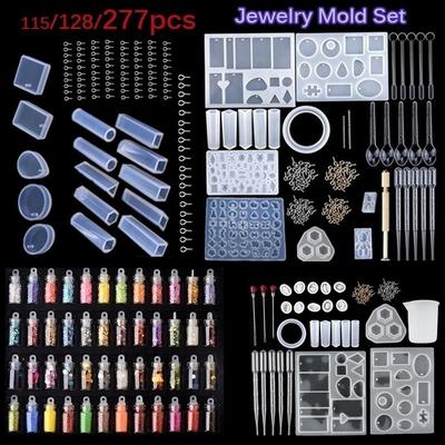 115/128/277PCS Silicone DIY Jewelry Mold Pendant Mould Making Craft Kit