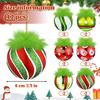 2.4 Inch Christmas Ball Ornaments with Fuzzy Green Hair Glittering Hanging Furry Elf Ball Decoration Red Green Plastic Ball Ornament for Xmas Tree