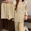 Polka Dot Sweet Lace Doll Collar Cloud Cotton Pajamas Women'S Summer Short-Sleeved Loungewear Three-Piece Set