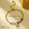 GEMCHIC Women's 18K Gold Plated Stainless Steel Natural Stone Freshwater Pearl Design Geometric Handmade Bracelet