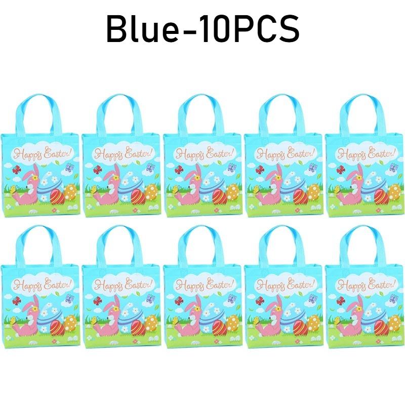 1-10PCS Easter Non Woven Tote BagDurable Dustproof Moistureproof Foldable GiftShopping Bag BunnyEgg Print Retail Merchandise Bag