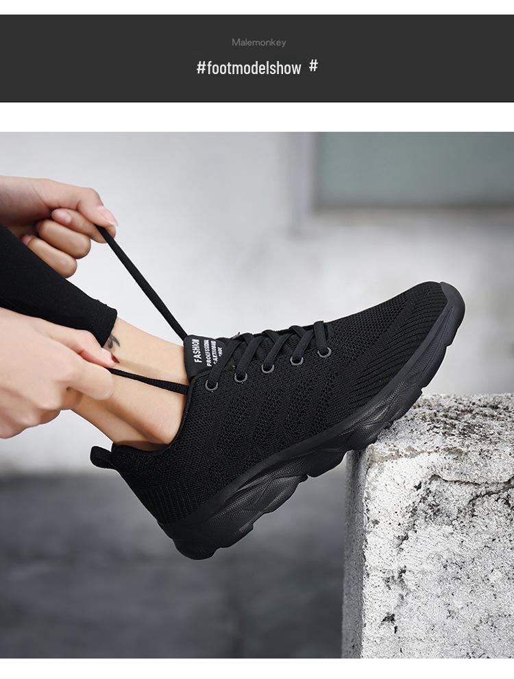 Damskie lekkie sneakersy z siateczki: Wiosenne Casualowe Antypoślizgowe Miękka Podeszwa Płaski Obcas Buty do Biegania