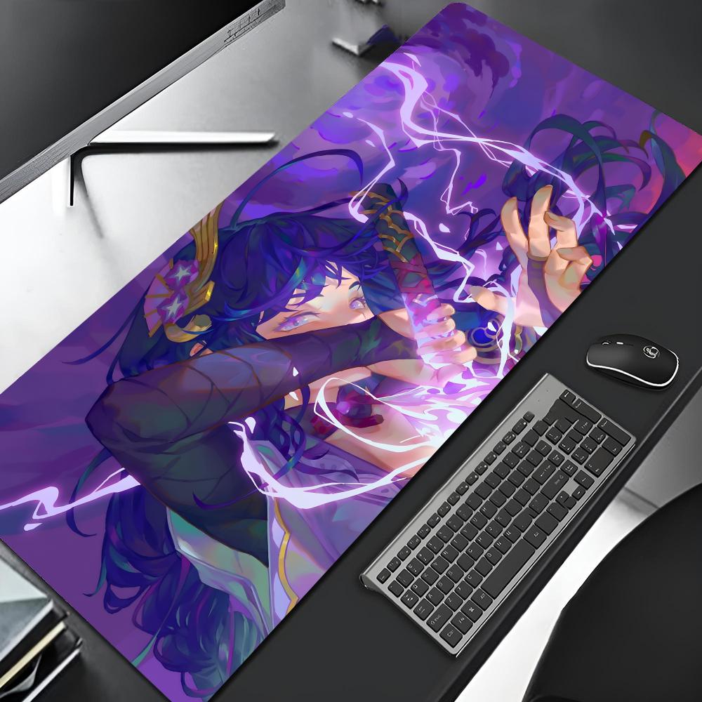 Genshin Impact Raiden Shogun Mouse Pad Edge Big Gaming Locking Music Computer Gamer Large Rubber Art Mousepad Laptop Desk Mat