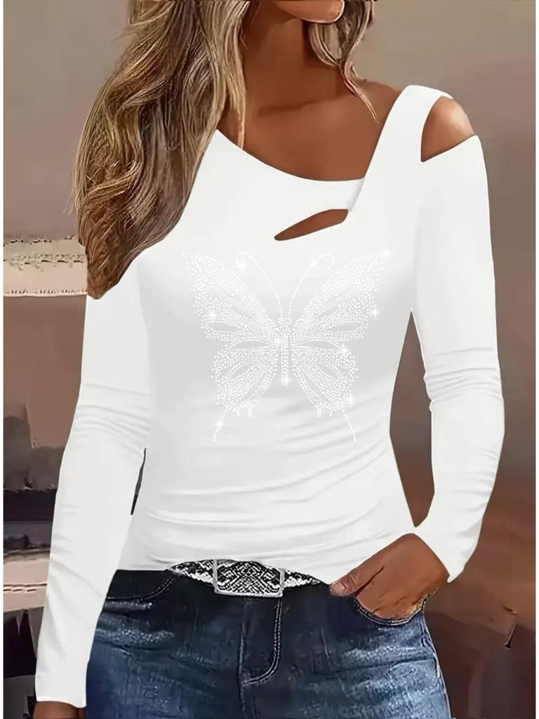 Damen Neues Lässiges Langarm-Top T-Shirt Bluse Weiblich