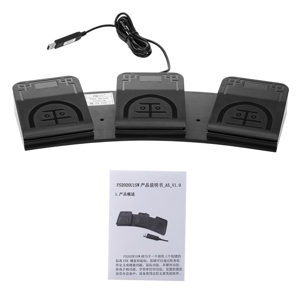 FS2020U1 USB Foot Switch Control Key Customized Computer Keyboard Action Pedal for Medical Devices Instruments