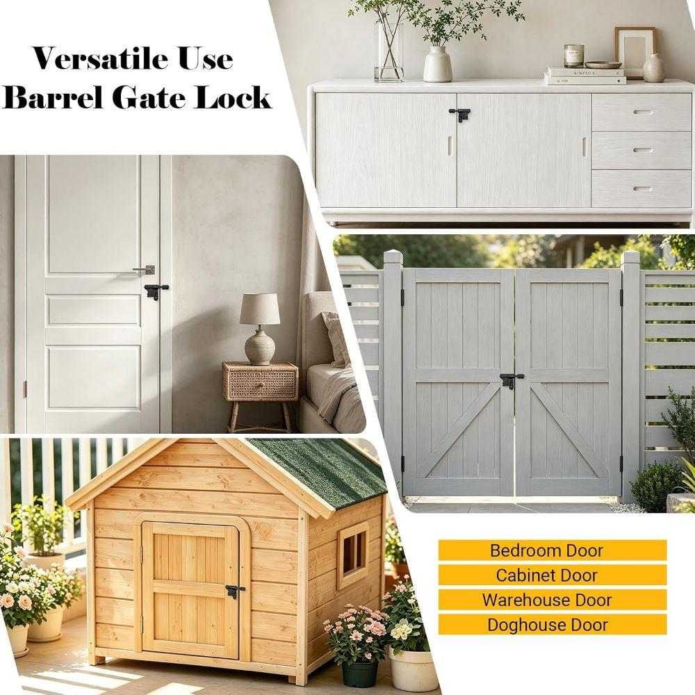Weatherproof Gate Latch Multi-functional Door Lock Heavy Duty Slide Barrel Bolt Wooden Fence